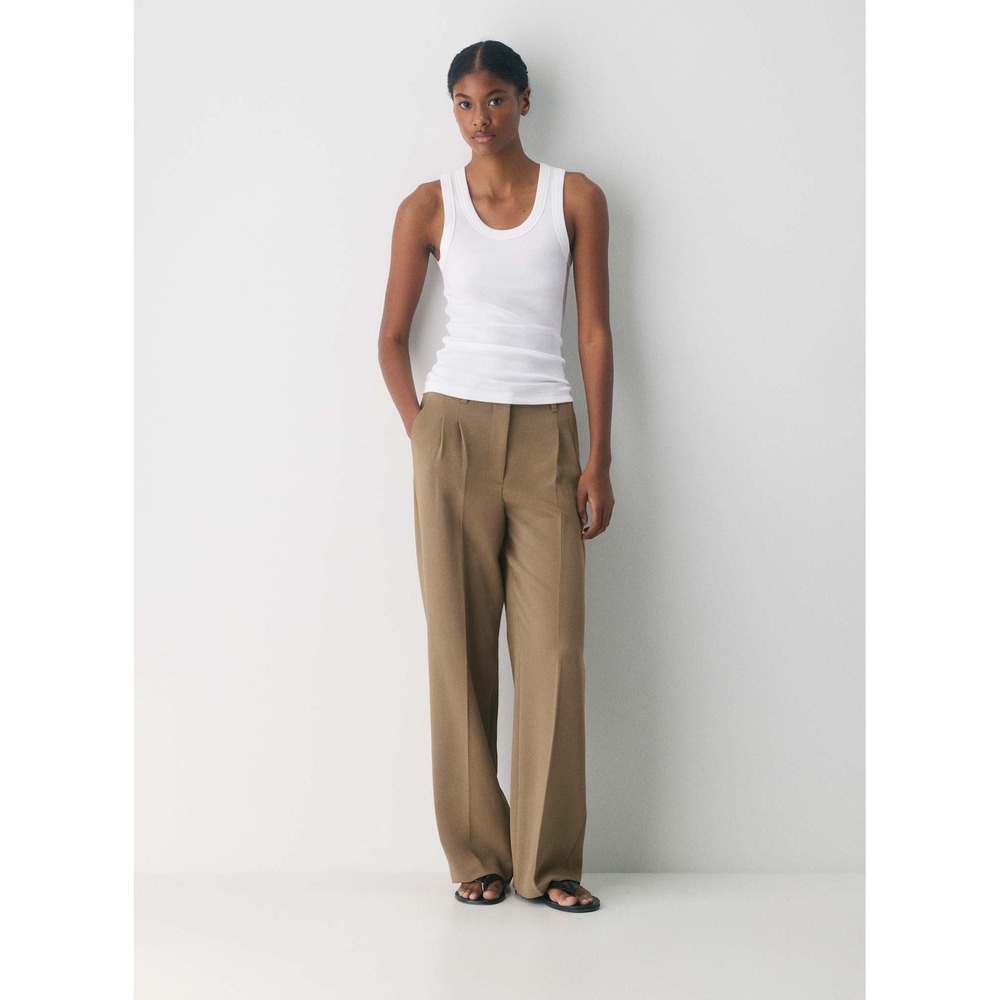 Aritzia Crepette The Effortless Pant Folio Taupe Pleated Wide Leg Trouser Size 4